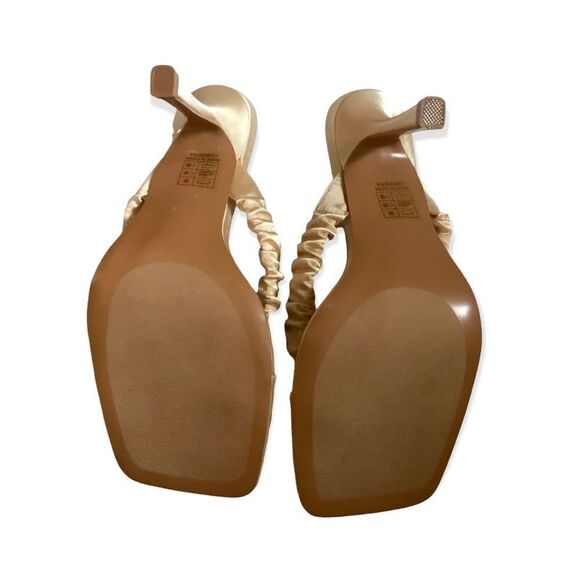 Lulu’s Cabrera Champagne Satin Square Toe High Heel Sandals - Picture 8 of 10